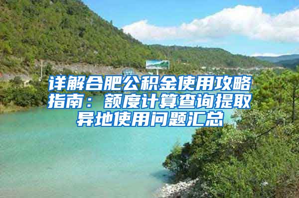 详解合肥公积金使用攻略指南：额度计算查询提取异地使用问题汇总