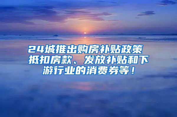 24城推出购房补贴政策 抵扣房款、发放补贴和下游行业的消费券等！