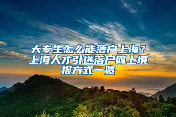 大专生怎么能落户上海？上海人才引进落户网上填报方式一览