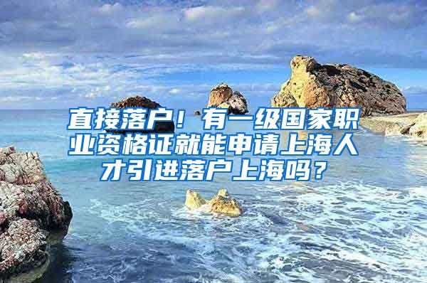 直接落户！有一级国家职业资格证就能申请上海人才引进落户上海吗？