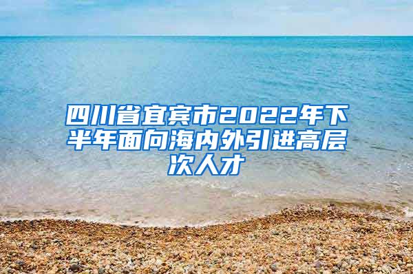 四川省宜宾市2022年下半年面向海内外引进高层次人才