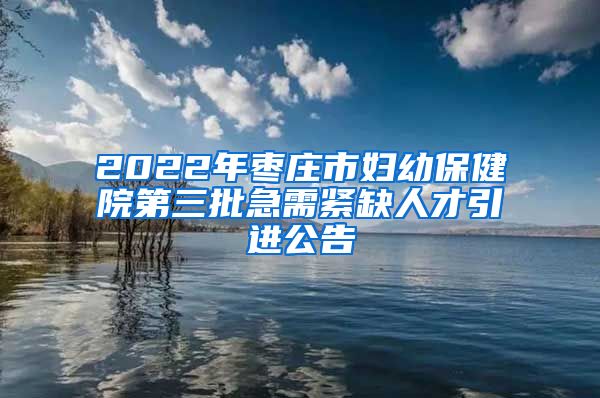 2022年枣庄市妇幼保健院第三批急需紧缺人才引进公告