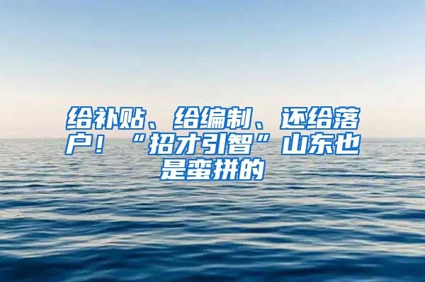 给补贴、给编制、还给落户！“招才引智”山东也是蛮拼的