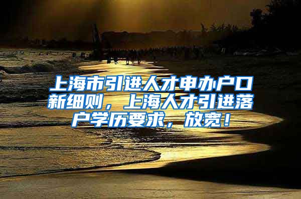 上海市引进人才申办户口新细则，上海人才引进落户学历要求，放宽！