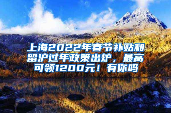 上海2022年春节补贴和留沪过年政策出炉，最高可领1200元！有你吗