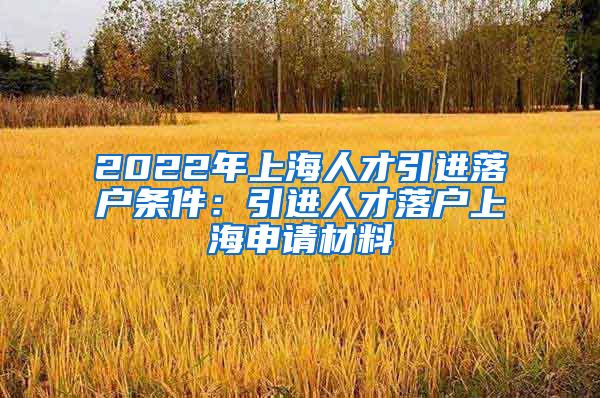 2022年上海人才引进落户条件：引进人才落户上海申请材料