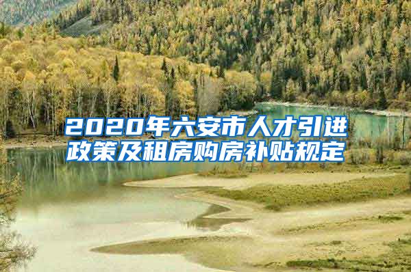 2020年六安市人才引进政策及租房购房补贴规定