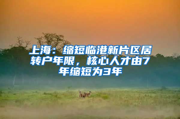 上海：缩短临港新片区居转户年限，核心人才由7年缩短为3年