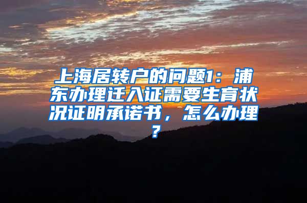 上海居转户的问题1：浦东办理迁入证需要生育状况证明承诺书，怎么办理？