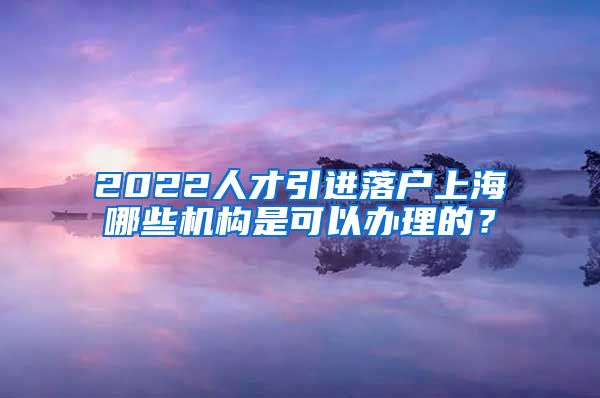 2022人才引进落户上海哪些机构是可以办理的？