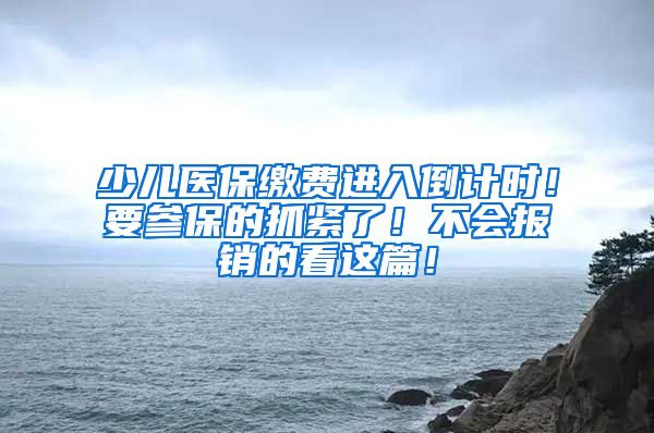 少儿医保缴费进入倒计时！要参保的抓紧了！不会报销的看这篇！