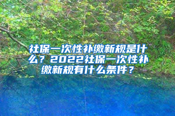 社保一次性补缴新规是什么？2022社保一次性补缴新规有什么条件？