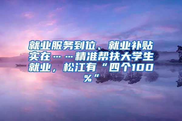 就业服务到位、就业补贴实在……精准帮扶大学生就业，松江有“四个100%”