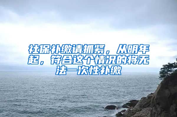 社保补缴请抓紧，从明年起，符合这个情况的将无法一次性补缴