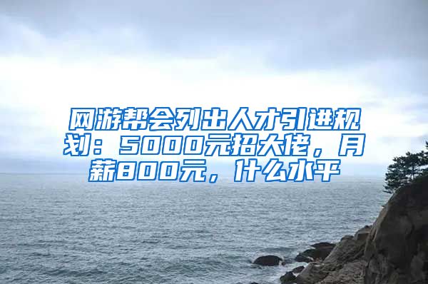 网游帮会列出人才引进规划：5000元招大佬，月薪800元，什么水平