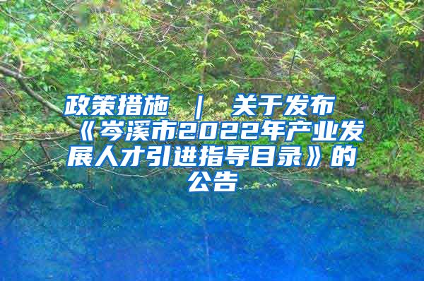 政策措施 ｜ 关于发布《岑溪市2022年产业发展人才引进指导目录》的公告