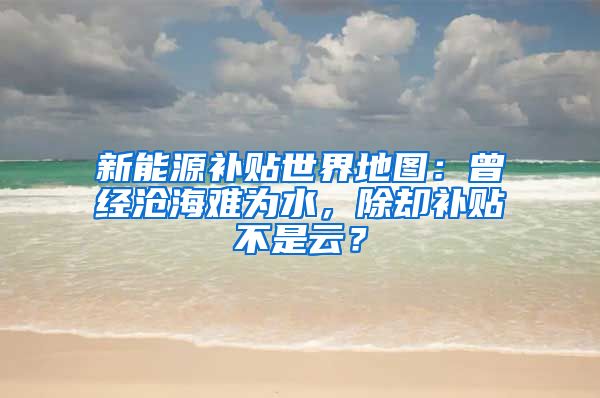 新能源补贴世界地图：曾经沧海难为水，除却补贴不是云？