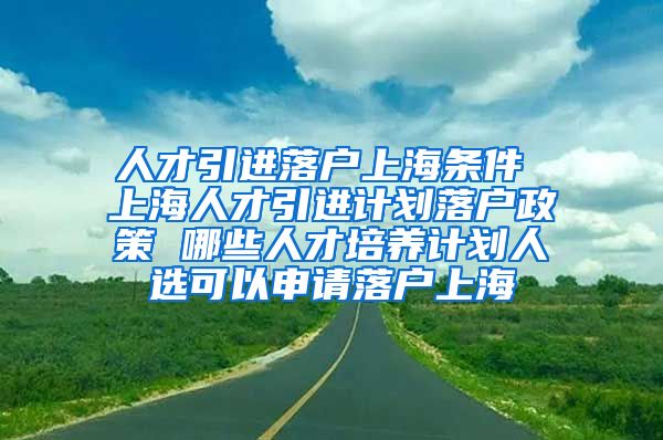 人才引进落户上海条件 上海人才引进计划落户政策 哪些人才培养计划人选可以申请落户上海