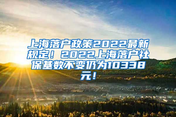 上海落户政策2022最新规定！2022上海落户社保基数不变仍为10338元！