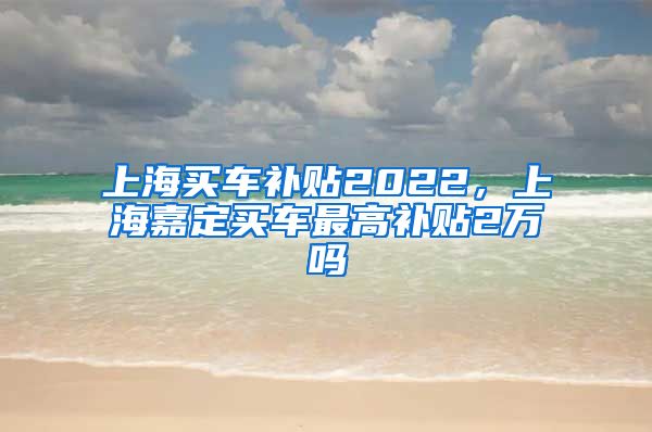 上海买车补贴2022，上海嘉定买车最高补贴2万吗