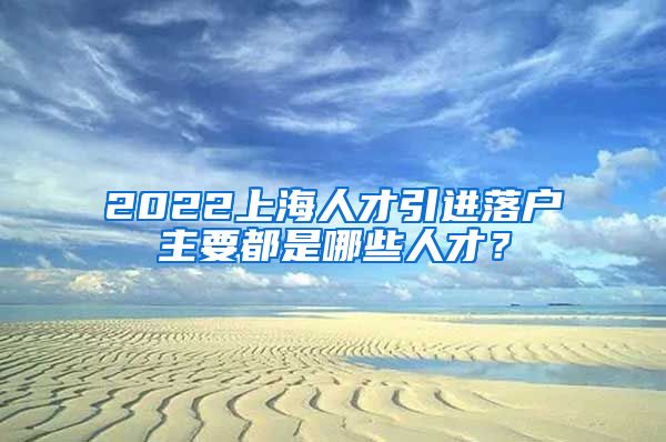 2022上海人才引进落户主要都是哪些人才？