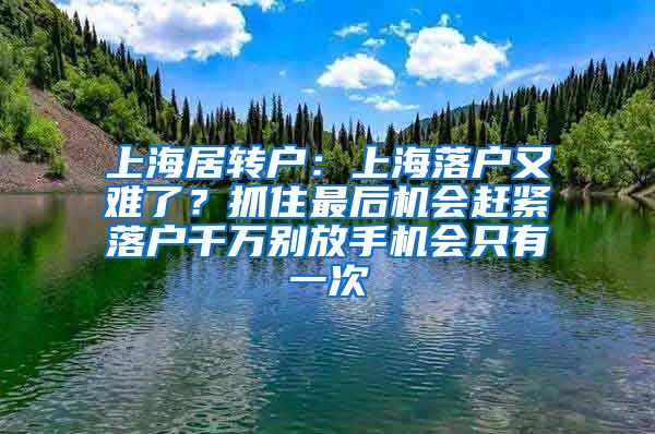 上海居转户：上海落户又难了？抓住最后机会赶紧落户千万别放手机会只有一次