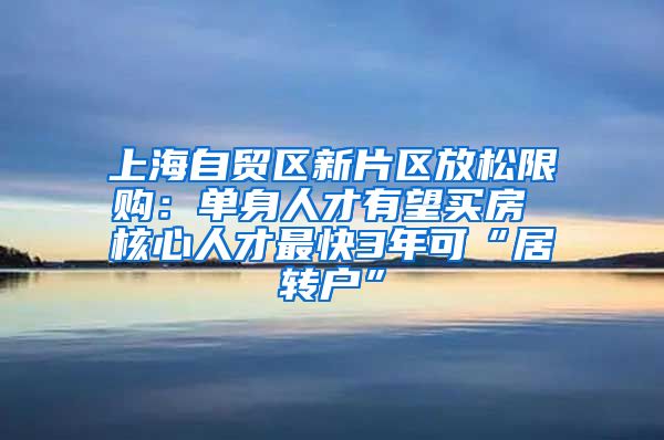 上海自贸区新片区放松限购：单身人才有望买房 核心人才最快3年可“居转户”