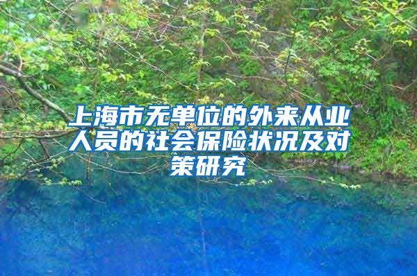 上海市无单位的外来从业人员的社会保险状况及对策研究