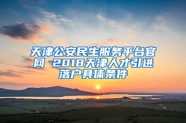 天津公安民生服务平台官网 2018天津人才引进落户具体条件