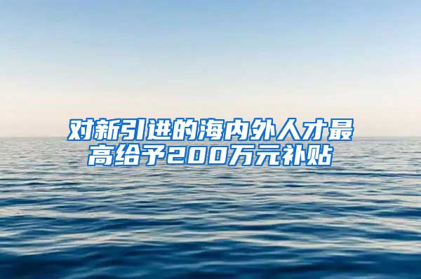 对新引进的海内外人才最高给予200万元补贴