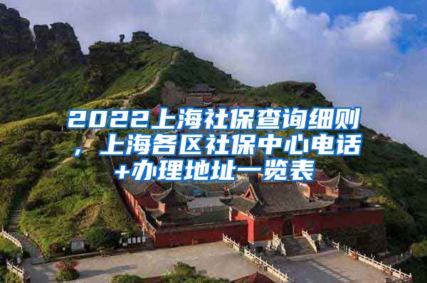 2022上海社保查询细则，上海各区社保中心电话+办理地址一览表