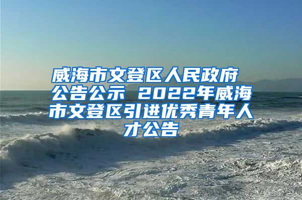 威海市文登区人民政府 公告公示 2022年威海市文登区引进优秀青年人才公告