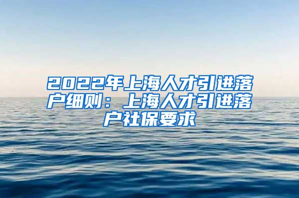 2022年上海人才引进落户细则：上海人才引进落户社保要求