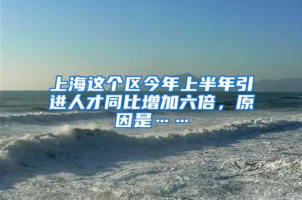 上海这个区今年上半年引进人才同比增加六倍，原因是……