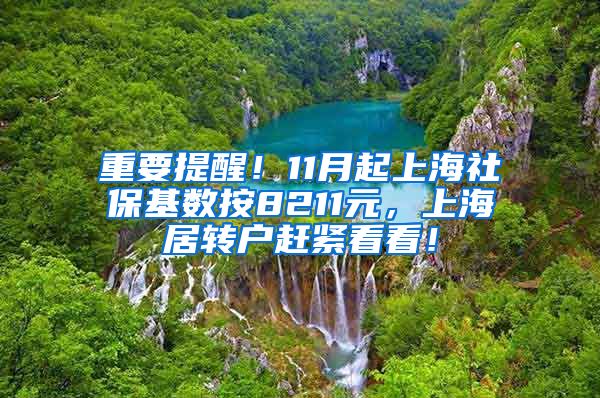 重要提醒！11月起上海社保基数按8211元，上海居转户赶紧看看！