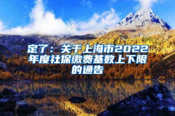 定了：关于上海市2022年度社保缴费基数上下限的通告