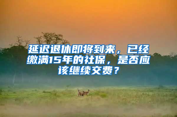 延迟退休即将到来，已经缴满15年的社保，是否应该继续交费？