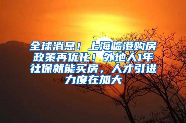 全球消息！上海临港购房政策再优化！外地人1年社保就能买房，人才引进力度在加大