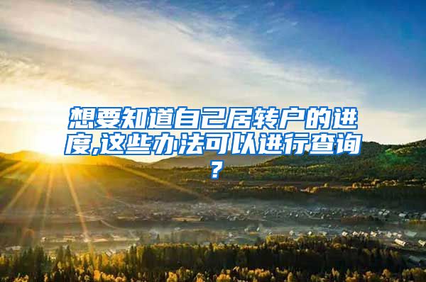 想要知道自己居转户的进度,这些办法可以进行查询？