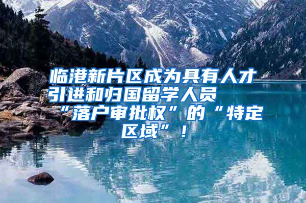 临港新片区成为具有人才引进和归国留学人员  “落户审批权”的“特定区域”！