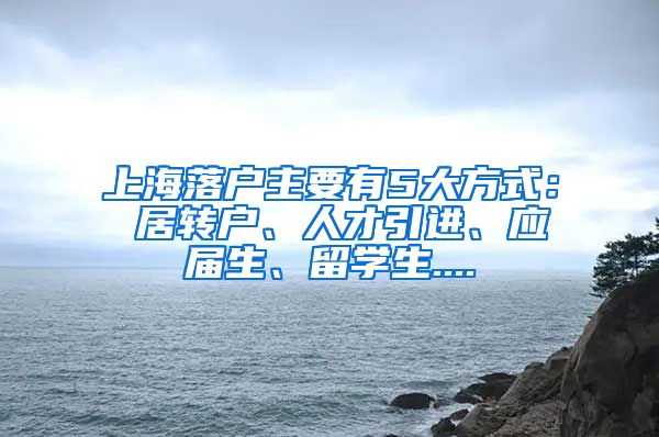 上海落户主要有5大方式： 居转户、人才引进、应届生、留学生....