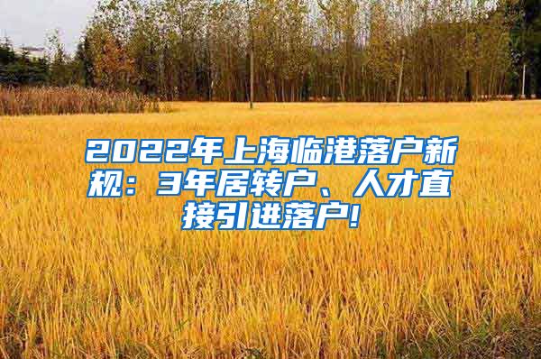 2022年上海临港落户新规：3年居转户、人才直接引进落户!