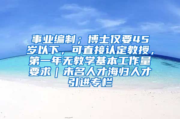 事业编制；博士仅要45岁以下，可直接认定教授，第一年无教学基本工作量要求｜未名人才海归人才引进专栏