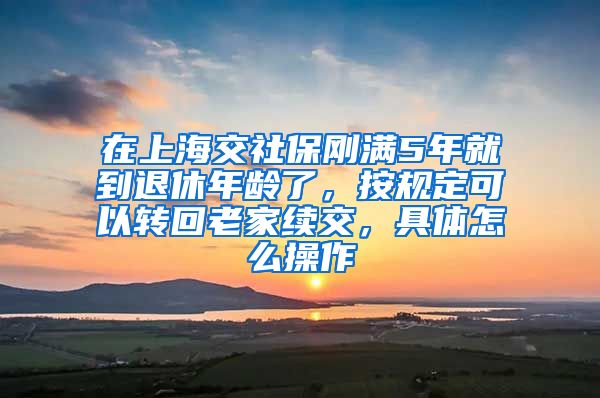 在上海交社保刚满5年就到退休年龄了，按规定可以转回老家续交，具体怎么操作