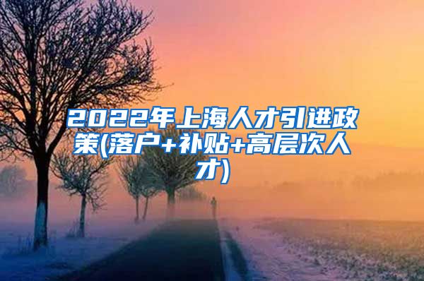 2022年上海人才引进政策(落户+补贴+高层次人才)