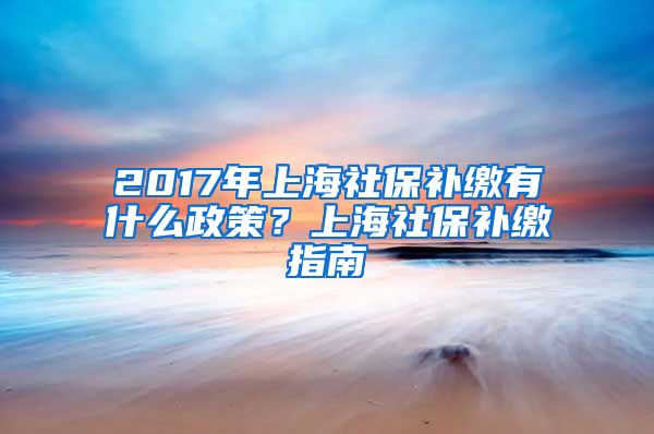 2017年上海社保补缴有什么政策？上海社保补缴指南