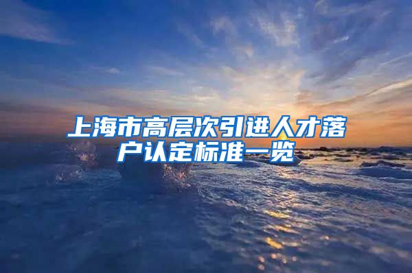 上海市高层次引进人才落户认定标准一览