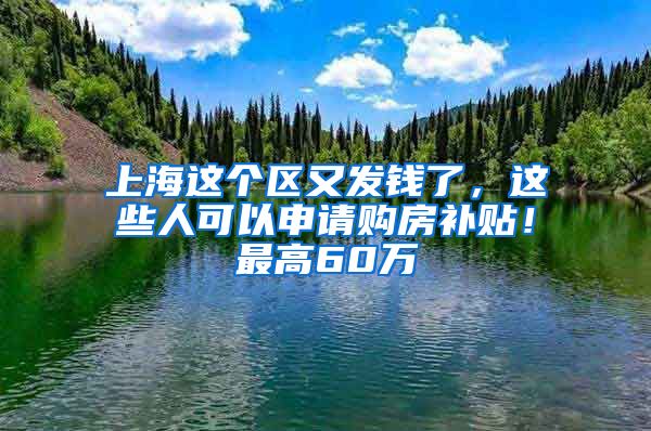 上海这个区又发钱了，这些人可以申请购房补贴！最高60万