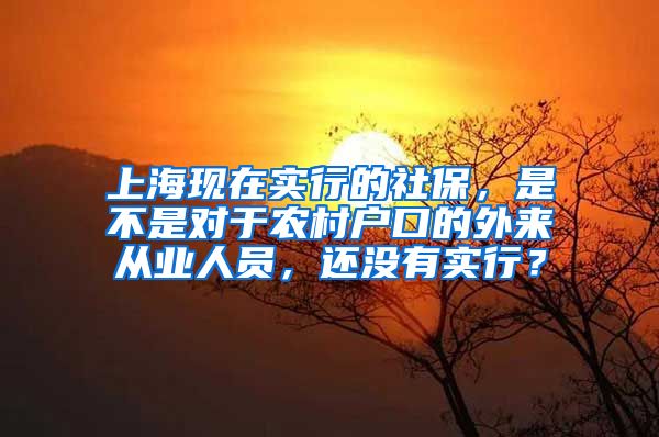 上海现在实行的社保，是不是对于农村户口的外来从业人员，还没有实行？