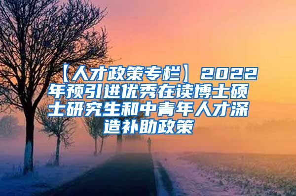 【人才政策专栏】2022年预引进优秀在读博士硕士研究生和中青年人才深造补助政策